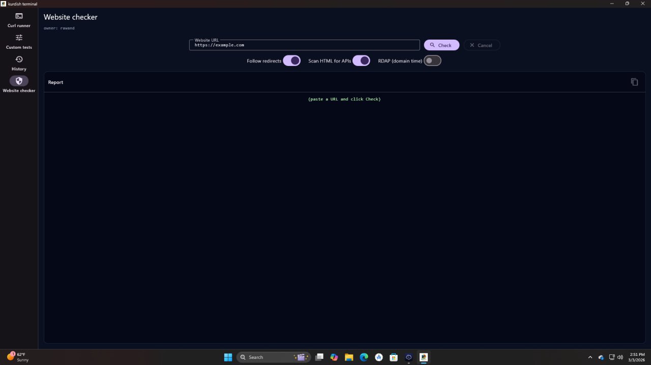 Kurdish Terminal Website Checker Feature